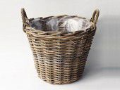 PLANTER RND W/H RATTAN GREY D45H40CM