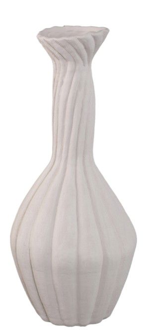 Lydia White ceramic swirl ribbed vase S