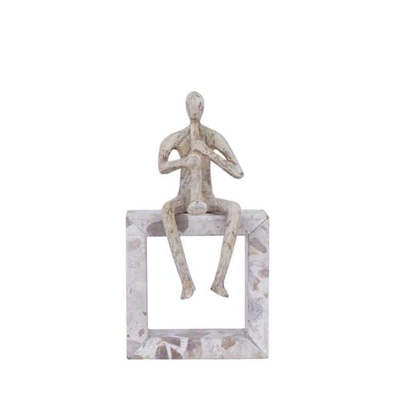 Aleria Beige trumpet man on marble base