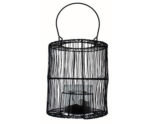 LANTERN METAL BLACK D21H25CM - INCL GLAS