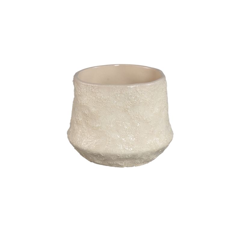 Ayza Cream ceramic round pot M