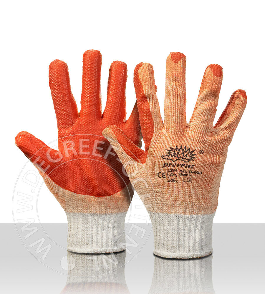 Werkhandschoen Prevent latex oranje (per