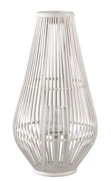Lysia Sand round bamboo lantern with gla