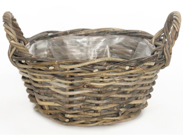 BOWL PLANTER RATTAN GREY D35H15