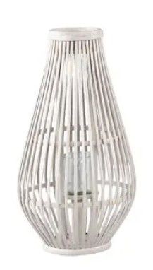 Lysia Sand round bamboo lantern with gla