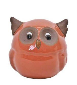 Deco uil l10cm w9,5cm h10cm fire orange