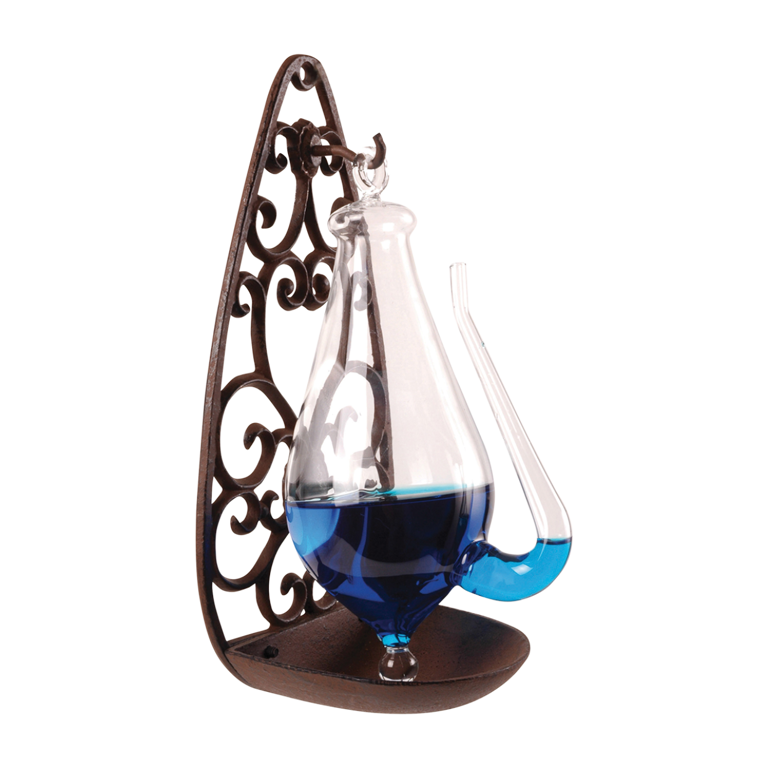 Barometer met gietijzer houder