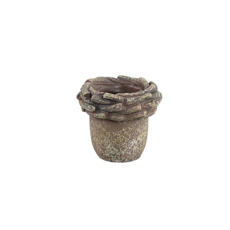 Danna Light brown cement round pot XS