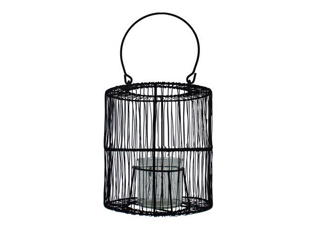 LANTERN METAL BLACK D18H20CM - INCL GLAS