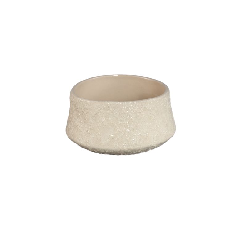 Ayza Cream ceramic round pot low S