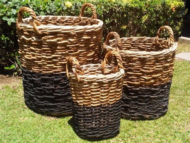 BASKET CILINDER ABACA BLACK D46H45CM