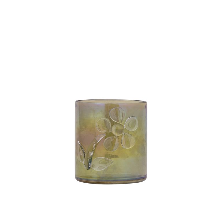 Allya Green round glass tealight flower