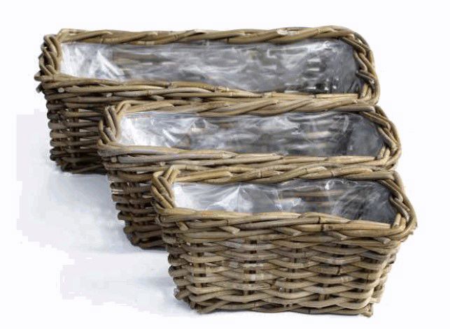 PLANTER RATTAN GREY 50X25H15CM